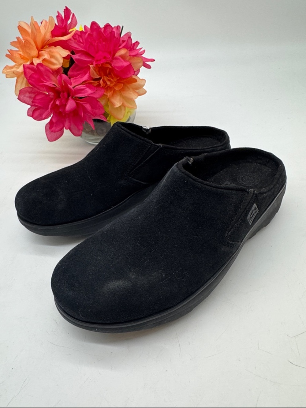 FitFlop Women's Black Suede Slip-On Clog Size 8 FFL9887